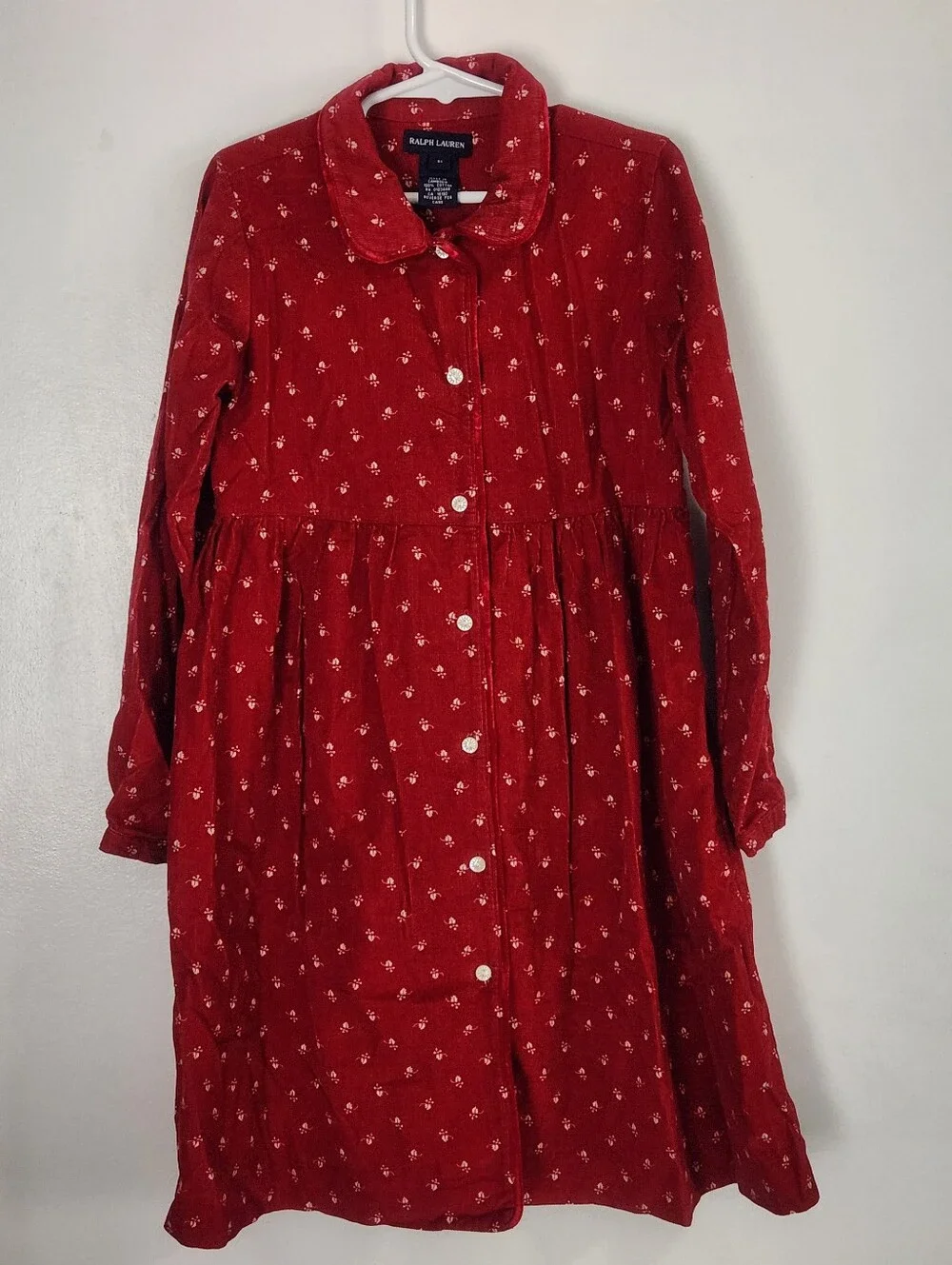 Vintage Ralph Lauren Red Corduroy Dress Girls Size 6X
